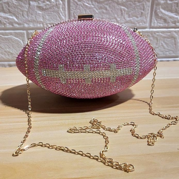 Pink Rhinestone Football Purse ( more colors available) - Picture 1 of 1